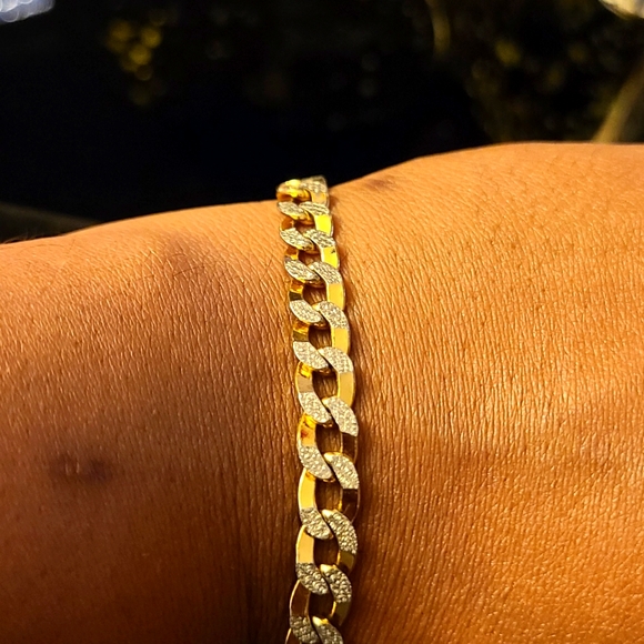 7in Vermeil Diamond Cut Cuban Link Bracelet - Picture 1 of 5